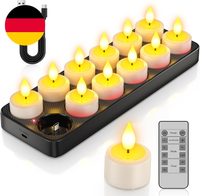PChero 12Er Aufladbare Teelichter Mit Ladestation Und Timer, LED Teelichter Wied