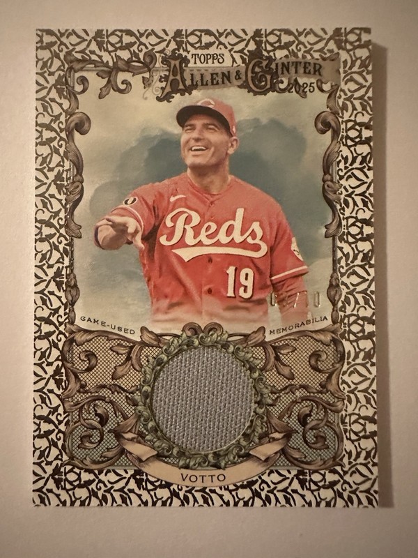 2025 Topps Allen & Ginter Joe Votto  /10 Black Foil Filigree Game Used Relic 