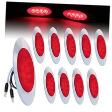 6-5/8 Oval Red 4LED Side Marker Clearance Lights with Connector Red 10 Pcs