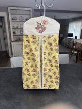 Vintage Nursery Diaper Caddy Stacker Sack Hand Made Embroidered Teddy Bear