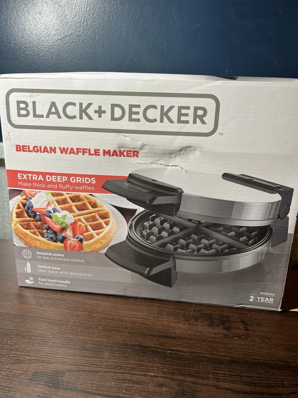 BLACK+DECKER Belgian Waffle Maker, Extra Deep Grids, Stainless Steel new