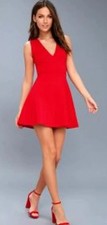Lulus Red Skater Sleeveless V-Neck Party Homecoming Dress Size Medium