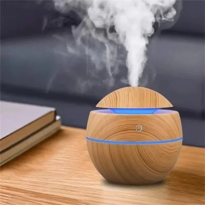 Mini Woodgrain Ultrasonic Humidifier & Diffuser - 200ml USB Portable for Home Of
