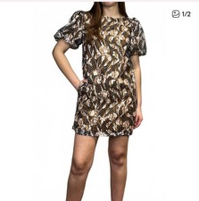 THE KORNER lace floral puff sleeve mini dress in multicolored EIC size small