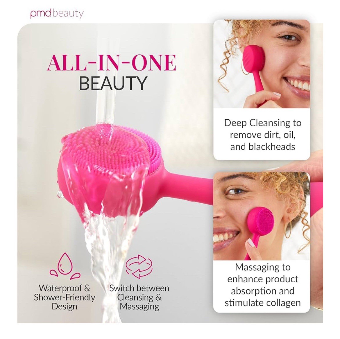 PMD Clean Mini - Smart Facial Cleansing Device with Silicone Brush & Anti-Aging