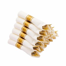 N9R 50 Pack Pre Rolled Gold Plastic Cutlery Set, Wrapped Plastic Silverware S...