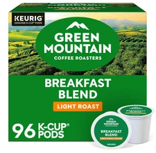 Green Mountain Coffee Roasters Breakfast Blend Single-Light Roast Coffee, 96 Ct