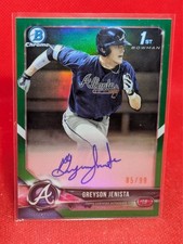 GREYSON JENISTA  2018 Bowman Chrome Green Refractor AUTO 85/99 Atlanta Braves