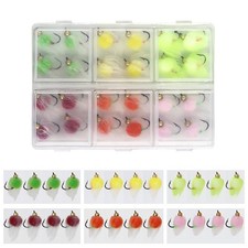 Fly Fishing Flies Kit 24pcs Brass Beadhead Glo Bug Egg Floating Fly Lure
