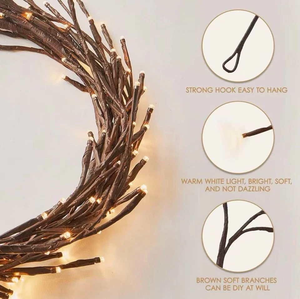 144 LED Árbol de Pared Encantado Sauce Vid Luz Rama Flexible USB Luces de Hadas Foto 2 de 4