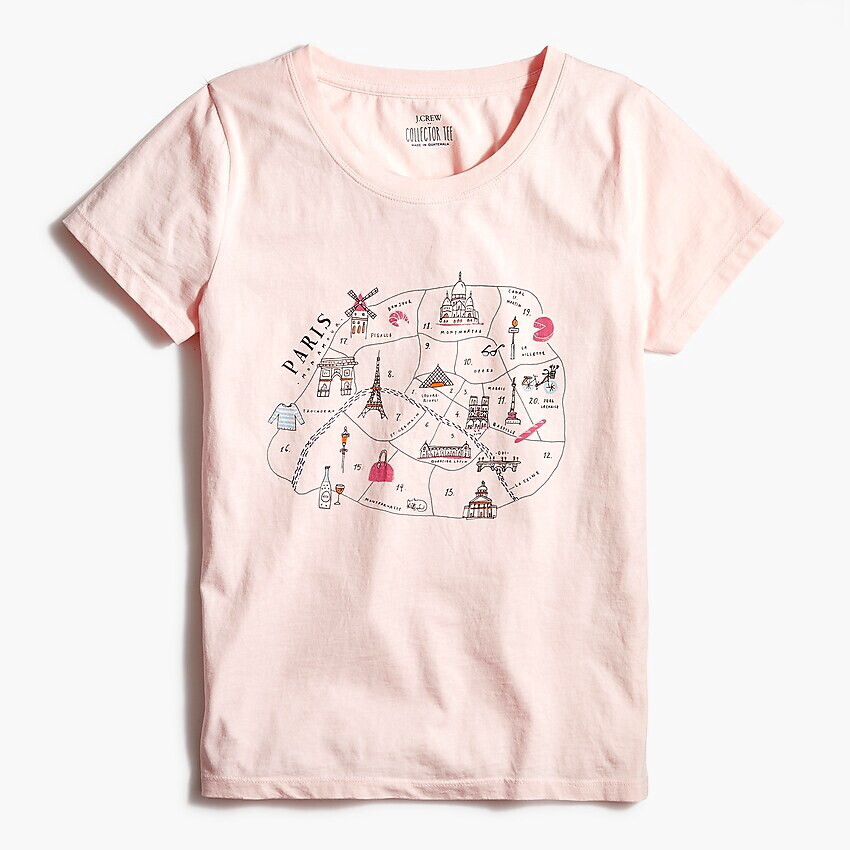 J Crew Womens Paris Map Graphic T-shirt Top Pink Tee 20