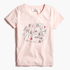 New J Crew Women S Paris Map Graphic T Shirt Top Pink Tee 20 Arrondissements Ebay