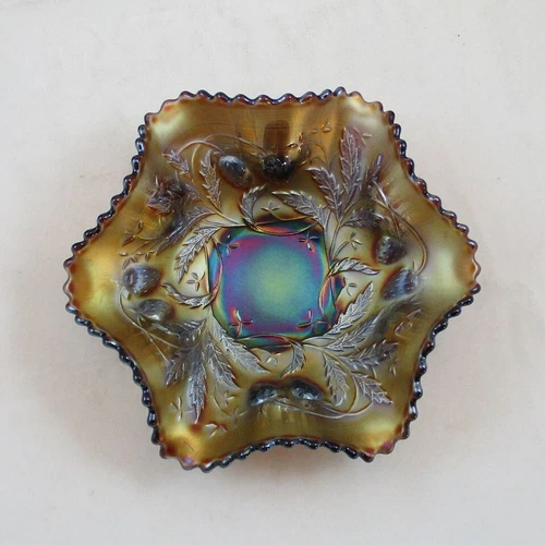 Northwood Carnival Glass Wild Strawberry * Ruffled Bowl * Signed * 6" * 0333