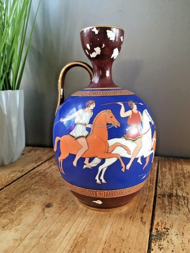RARE ANTIQUE 1859-61 BBW & M GRECIAN OLYMPIC GAMES BUD VASE URN GREEK KEY HORSES - Picture 9 of 9