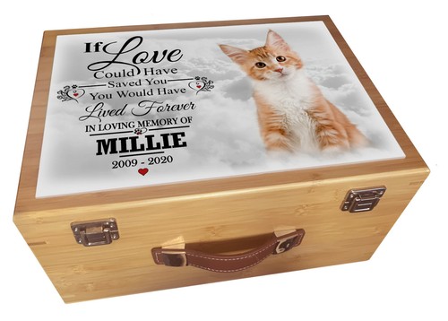 Caja de recuerdo de gato personalizada grande, caja de memoria de madera, caja conmemorativa de gato. - Imagen 9 de 13