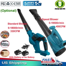 6 Speed Cordless Leaf Blower For 18V Makita 2x5.0Ah Battery & Charger Garden NEW