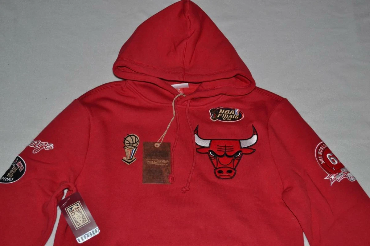 AUTHENTIC Mitchell Ness Men s Chicago Bulls Red Champ City Hoodie RED NEW
