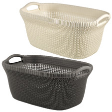 Laundry Carrying Basket Magle Washing 2 Handles 40L Knitted Vented Boho Curver
