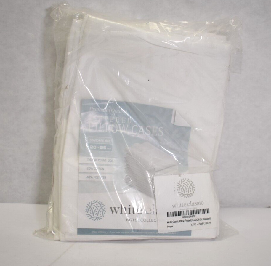 White Classic Zippered Style Pillow Case Covers Hotel Collec