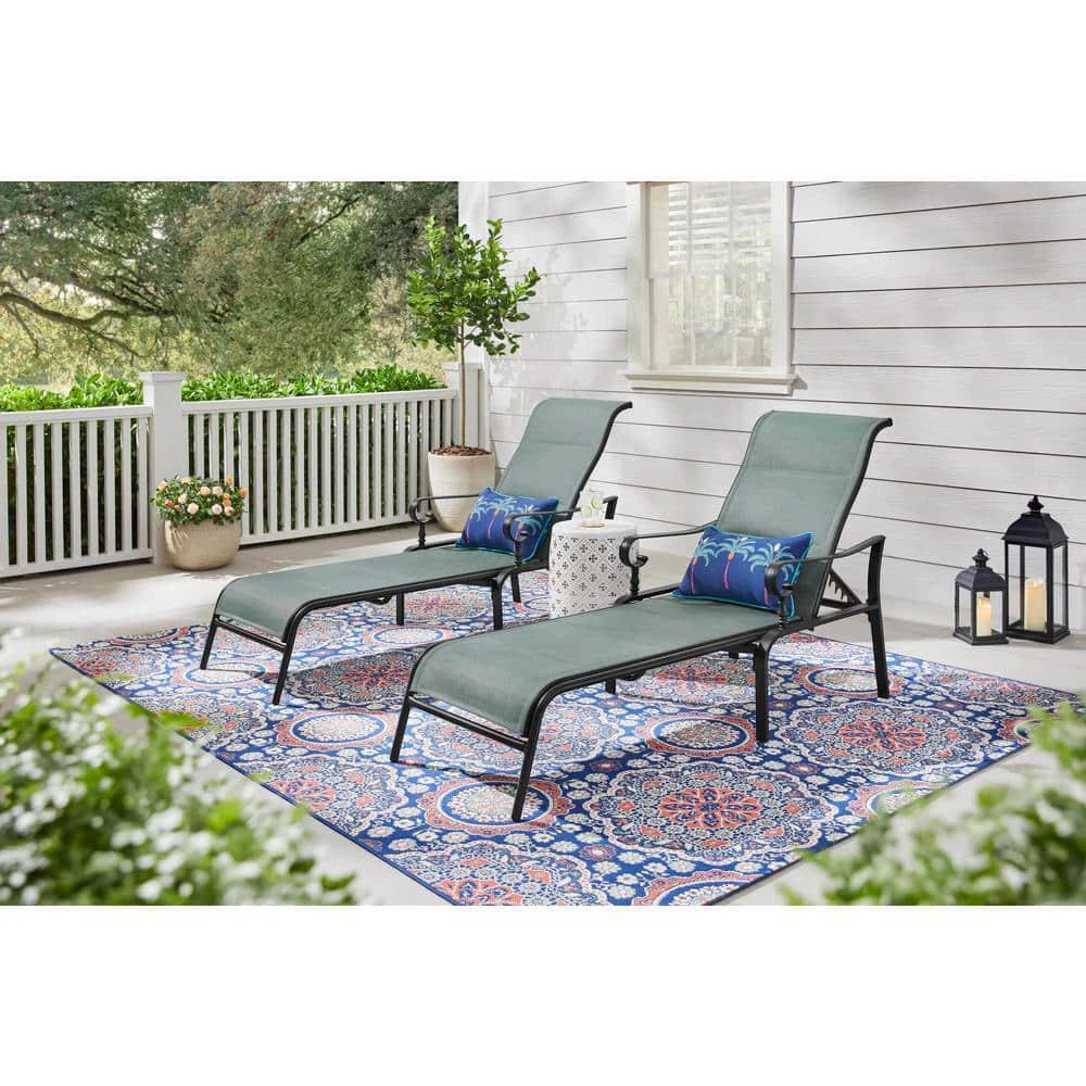 Glenridge Falls Steel Sling Padded Outdoor Chaise Lounge In Aloe