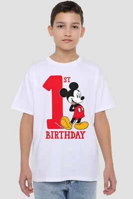 Mickey Mouse 1St Birthday Shirt Kids T-Shirt White UK