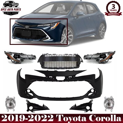 Front Bumper Cover Fascia & Grille Assembly Kit For 2019-2022 Toyota Corolla