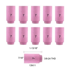 TIG Ceramic Cup 13N11 #7 Welding ALUMINA Nozzle 7/16" Fits TIG 9, 20, 25 Qty 10