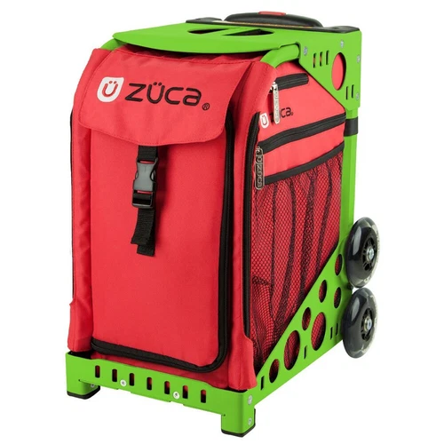 Zuca Chili Insert Bag and Green Frame with Flashing Wheels