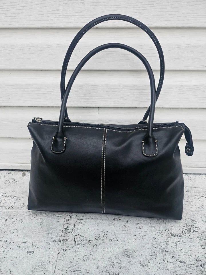 Avenue Mujeres Bolso de Mano Cuero Negro Bolso de Hombro Cierre con Cremallera Bolso Foto 2 de 4