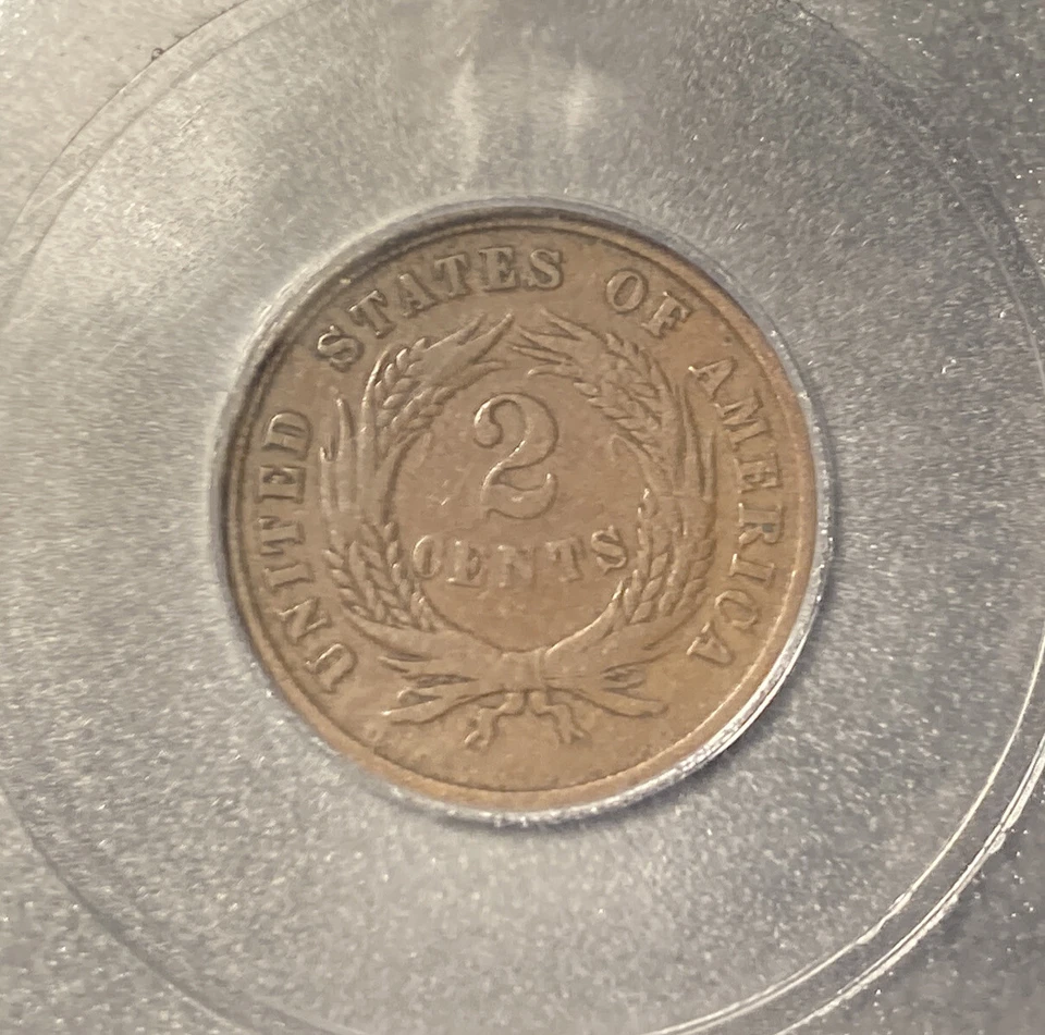 1864 2C  Two Cent Piece Large Motto Rotated Dies VG8 *RARE* - Image 2 of 4