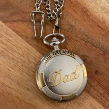 NEW Men  s The Greatest DAD Pocket Watch Necklace