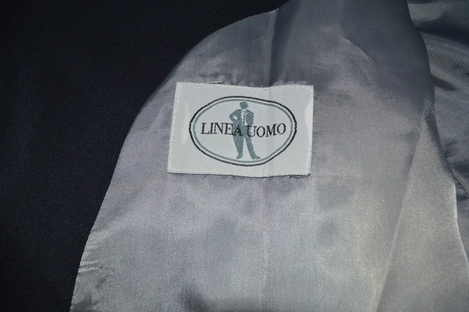 Linea Uomo Hombre Tres Botones Dorado Azul Marino 100% Lana Blazer Chaqueta Talla 60Long Foto 4 de 4