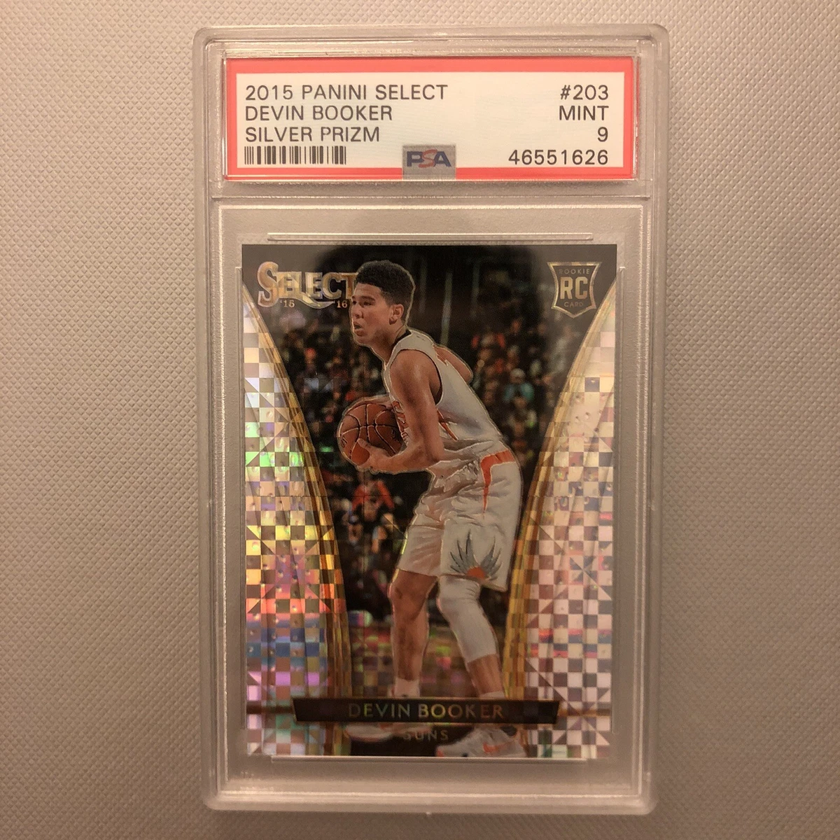 RARE DEVIN BOOKER RC 2015-16 PANINI SELECT #203 PRIZM SILVER ROOKIE PSA 9 INVEST
