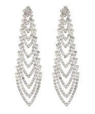 CLIP ON EARRINGS - silver chandelier earring with clear crystals - Calla S