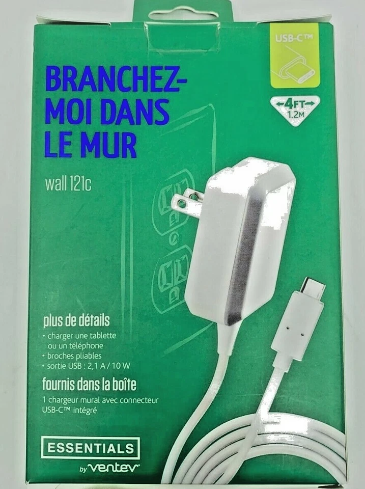 Ventev 121c Wall Charger 2.1A Type C - Gray Compatible for Samsung - Andriod  - Image 2 of 4