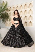 New Designer Georgette Black Lehenga Choli With Dupatta For Function Wear