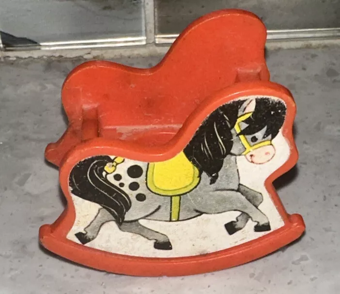 Fisher Price Little People Vintage Pink Red Nursery Rocking Horse