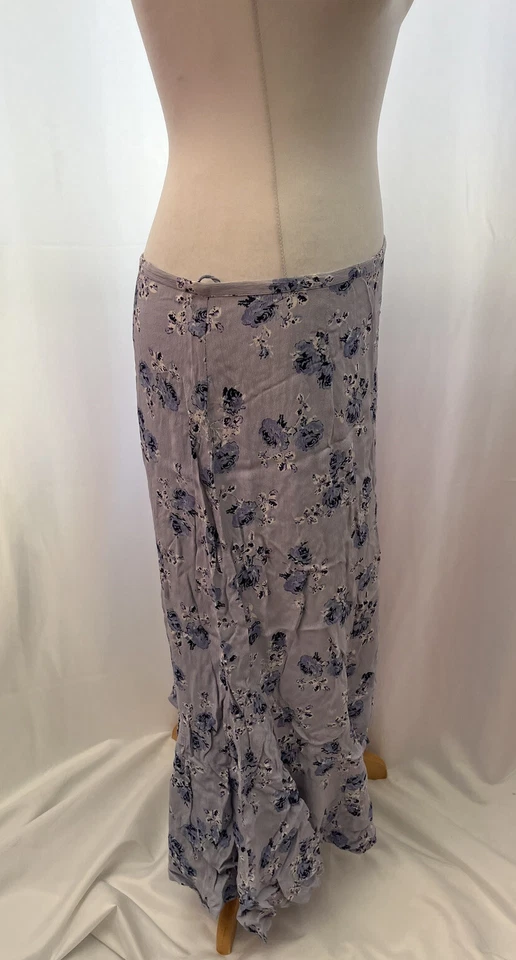 Blue Floral Midi A-Line Skirt Size 14 Polyester Unlined - Image 3 of 4