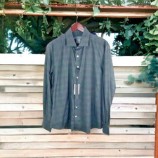 NEW Dylan Gray Men  s Size M Olive Green Plaid Button Up Shirt Soft Cotton