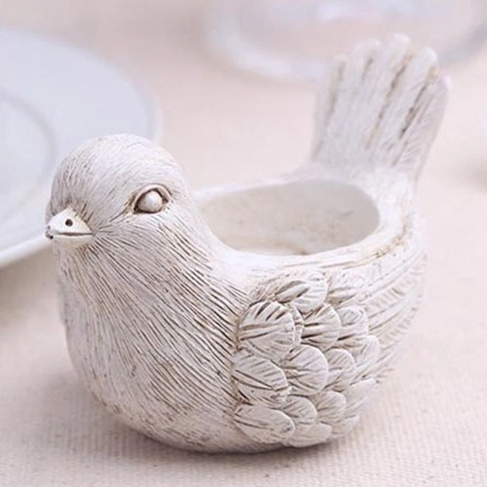 Resin Elephant Candle Holder Carved Animal Candle Tray Bird Tea