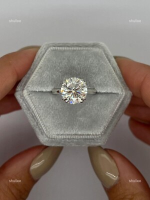 Brilliant Cut April Diamond Handcrafted Solitaire Wife Ring 18K Solid White Gold