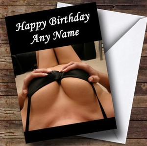 Sexy Lady Breasts Black Bra Personalised Birthday Greetings Card Ebay