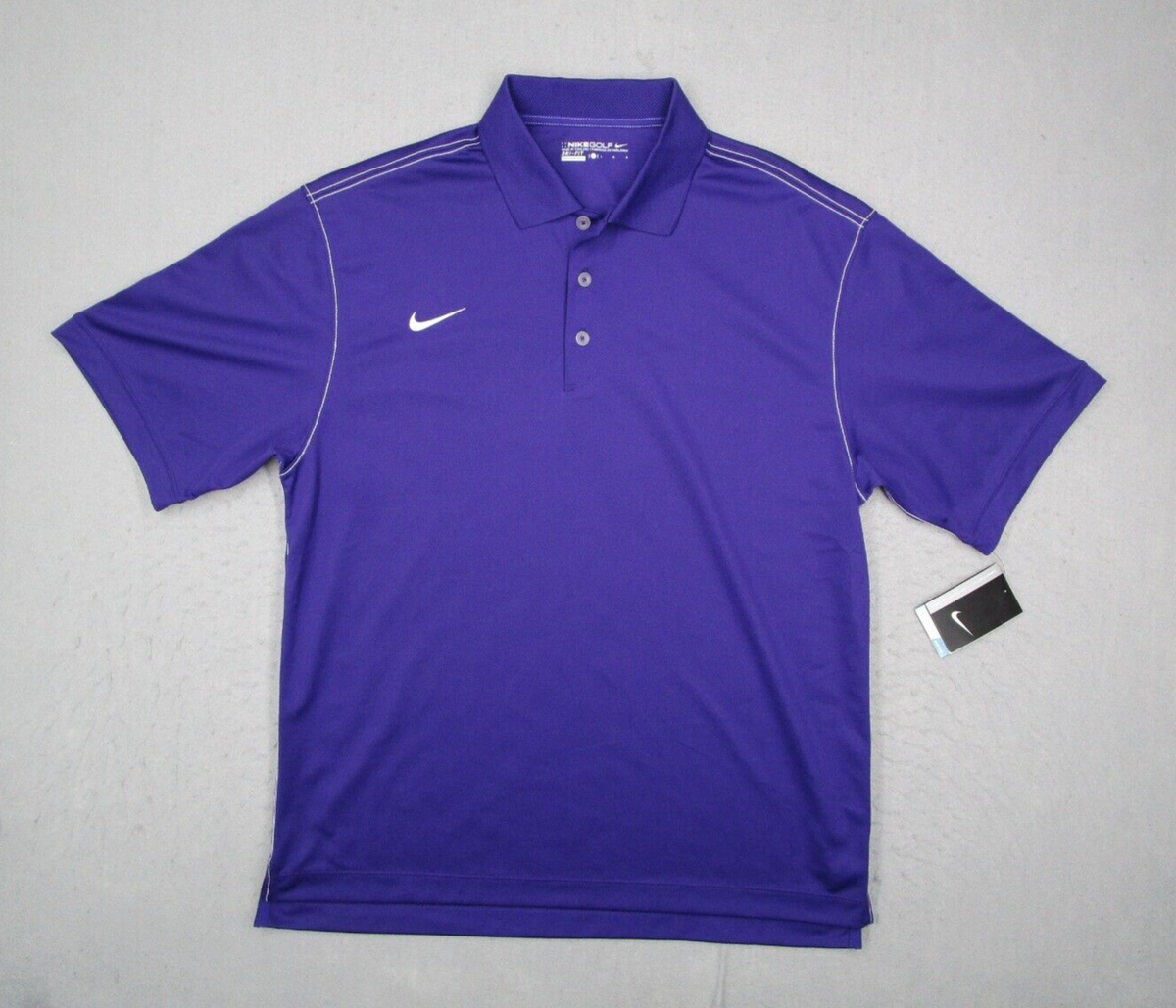 Nike Golf Shirt Mens Large Purple Dri-Fit Short Sleeve Swoosh
