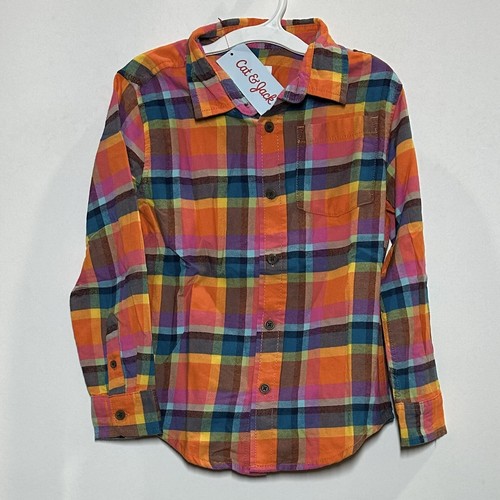 Jungen Langarm Karo Flanell Button-Down Hemd - Katze & Jack Rosa S (6/7) - Bild 1 von 2