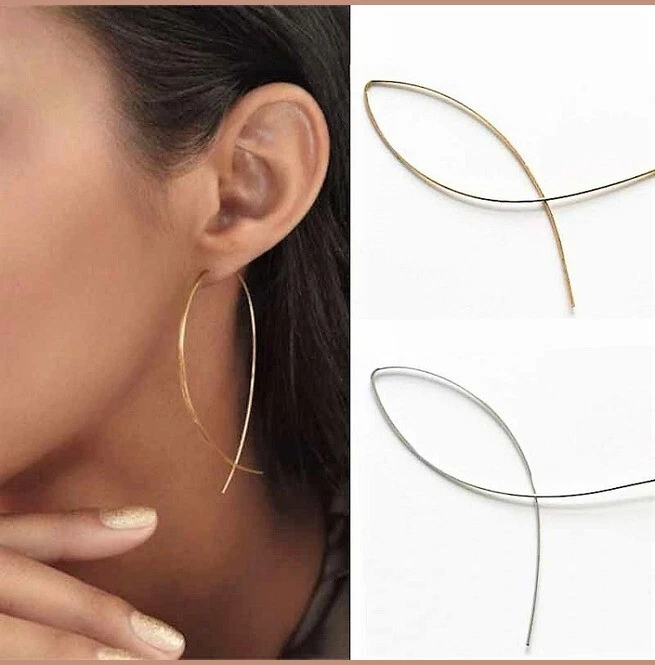 Hook Earrings Gold - Fishhook Earring Classic Unique Design