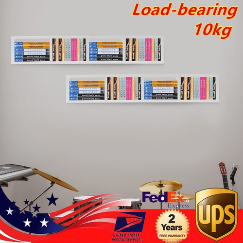  2PCS White Wall Mount 34 In Media Storage Rack CD DVD Organizer Stand Holder