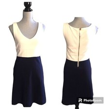 J. Crew Color Block Ponte Sheath Dress Cream and Navy Size 2