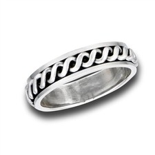 Sterling Silver Weaved Spinner Band Ring - Free Gift Packaging