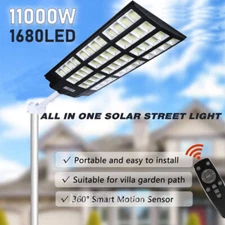 Commercial 1000000LM LED Outdoor Dusk to Dawn Solar Street Light Road Area Lamp