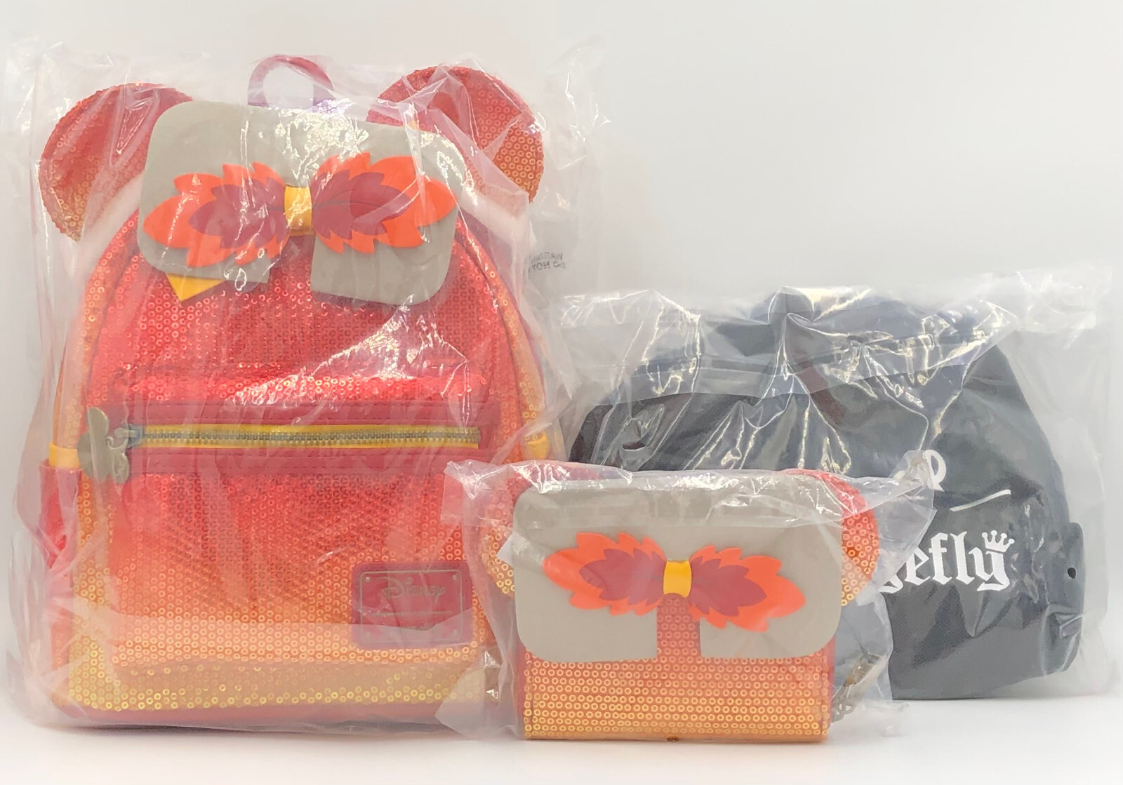 Loungefly Fall Sequin Minnie Mouse Mini Backpack, Zip Wallet & Ear ...